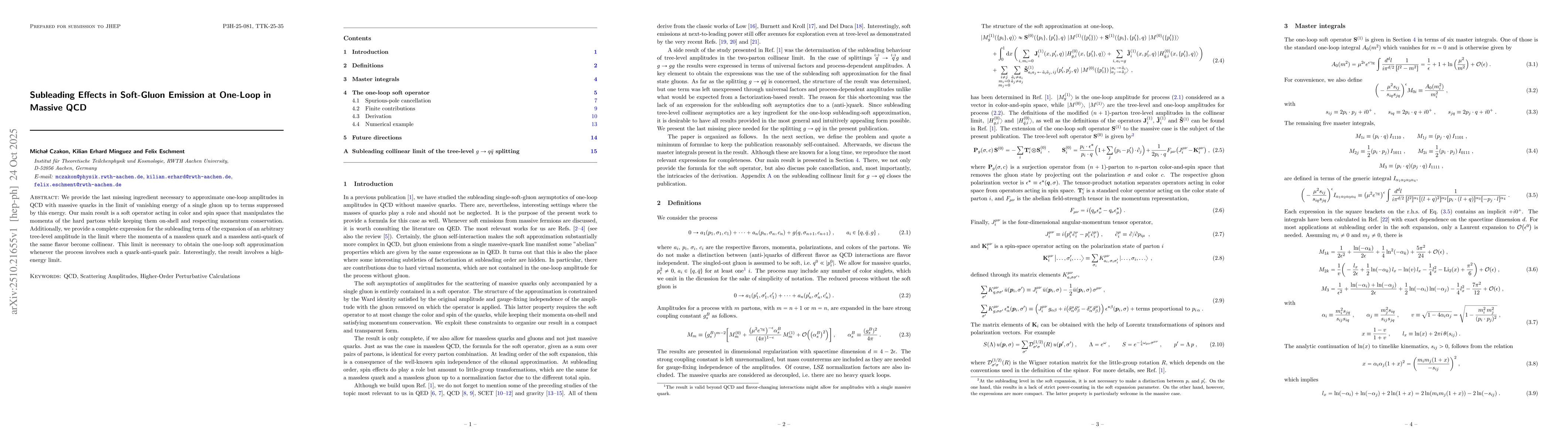 Thumbnail for Subleading Effects in Soft-Gluon Emission at One-Loop in Massive QCD