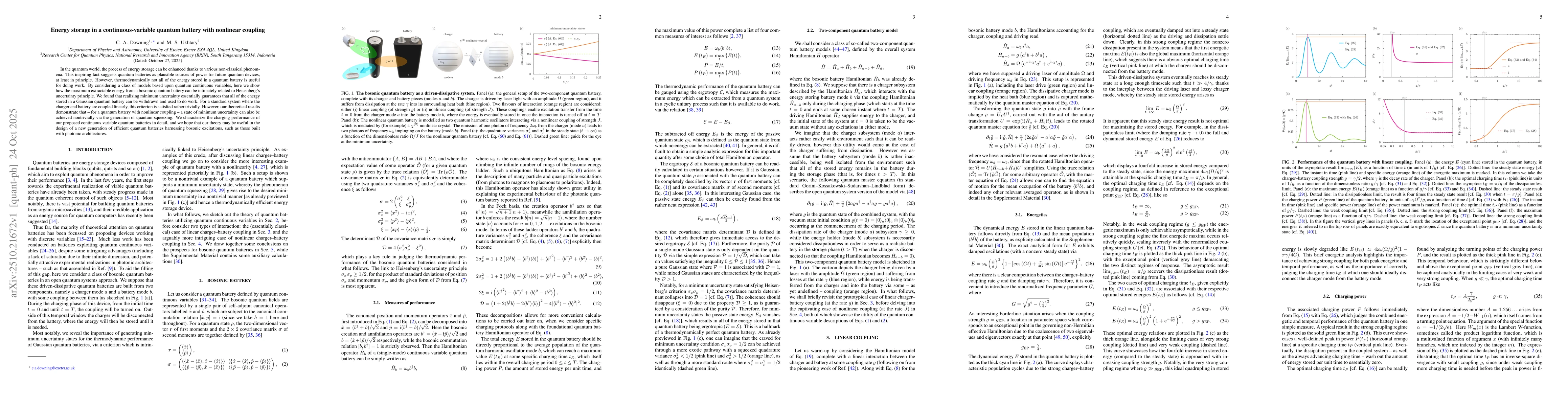 Thumbnail for Energy storage in a continuous-variable quantum battery with nonlinear
  coupling