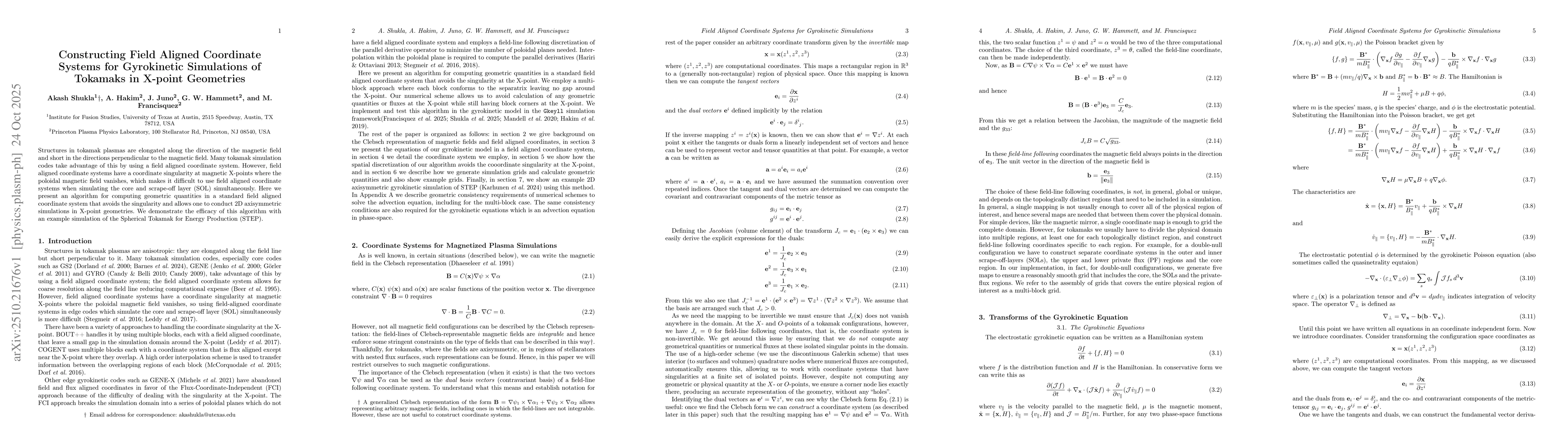 Thumbnail for Constructing Field Aligned Coordinate Systems for Gyrokinetic
  Simulations of Tokamaks in X-point Geometries