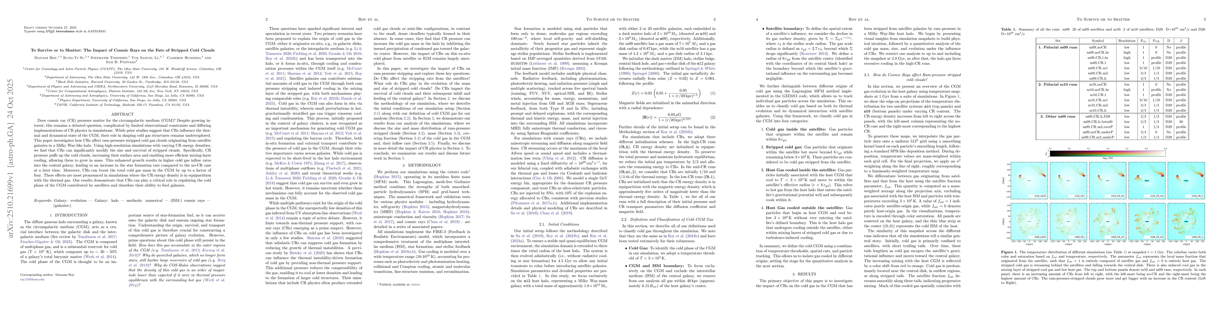 Thumbnail for To Survive or to Shatter: The Impact of Cosmic Rays on the Fate of
  Stripped Cold Clouds