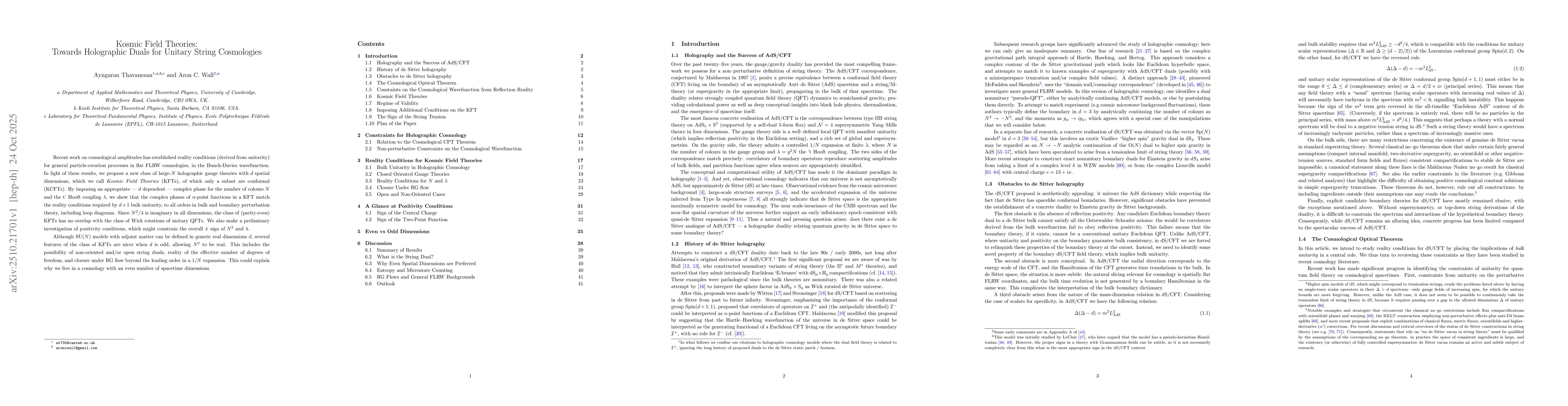 Thumbnail for Kosmic Field Theories: Towards Holographic Duals for Unitary String
  Cosmologies