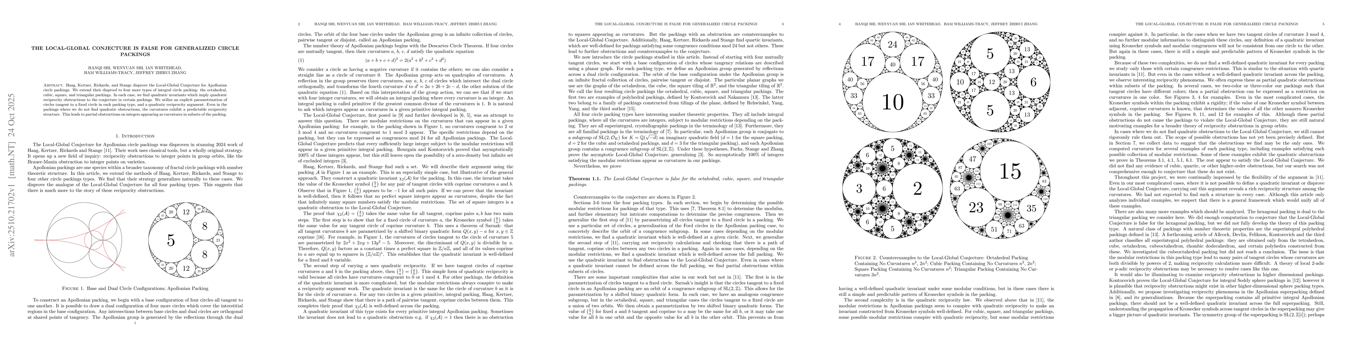 Thumbnail for The Local-Global Conjecture is False for Generalized Circle Packings