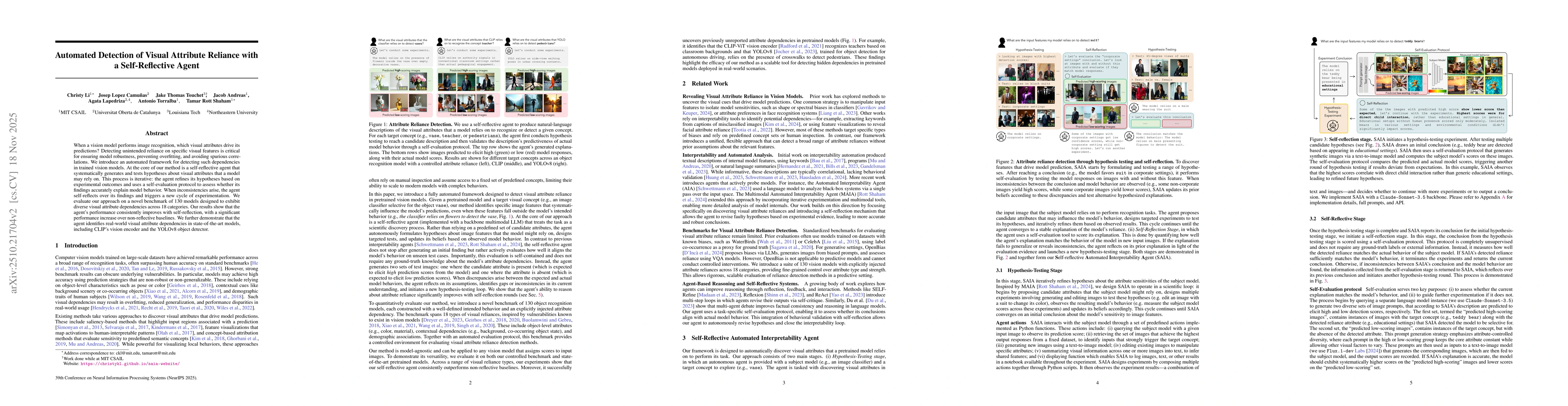 Thumbnail for Automated Detection of Visual Attribute Reliance with a Self-Reflective Agent