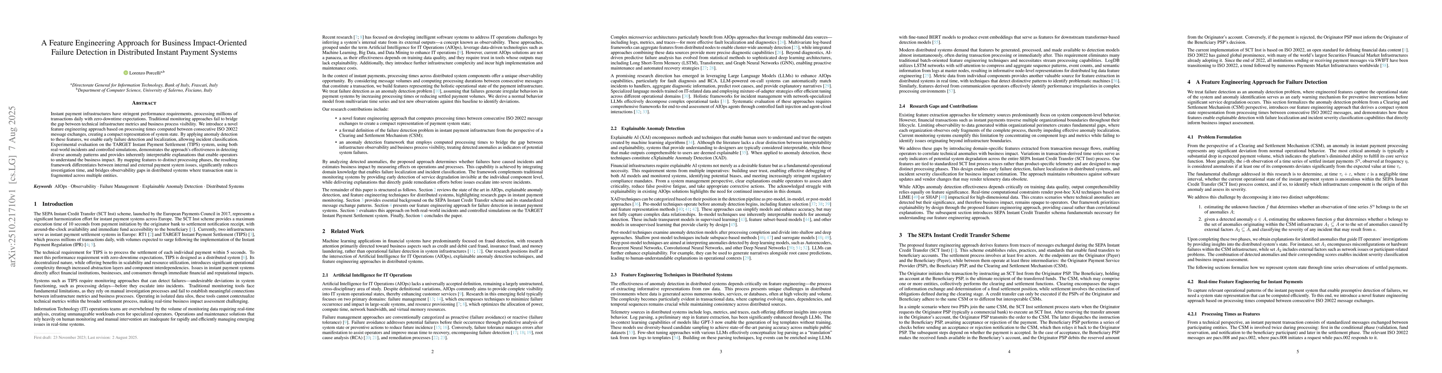 Thumbnail for A Feature Engineering Approach for Business Impact-Oriented Failure Detection in Distributed Instant Payment Systems