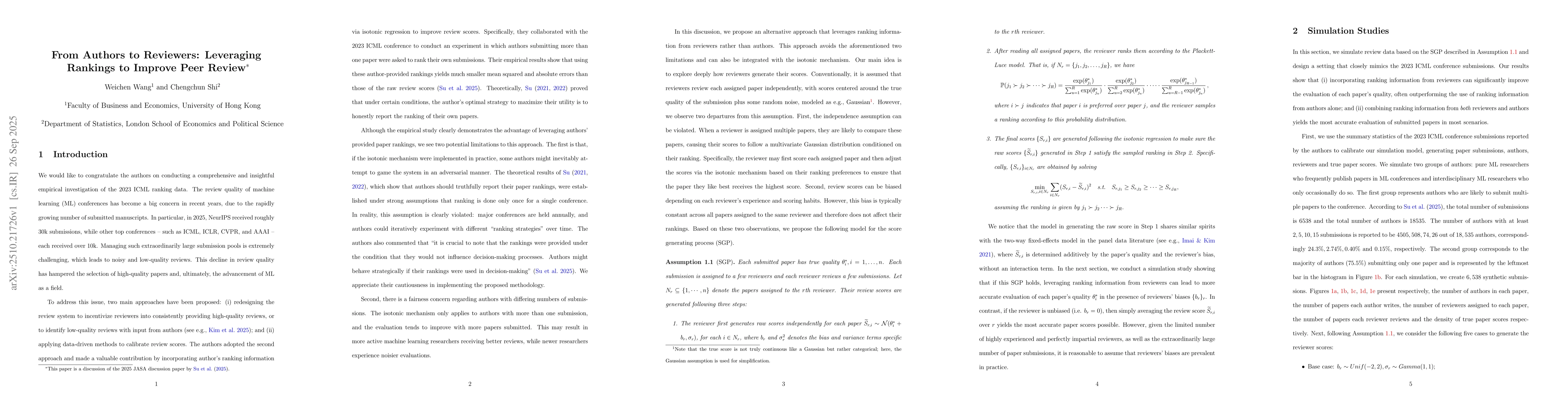 Thumbnail for From Authors to Reviewers: Leveraging Rankings to Improve Peer Review