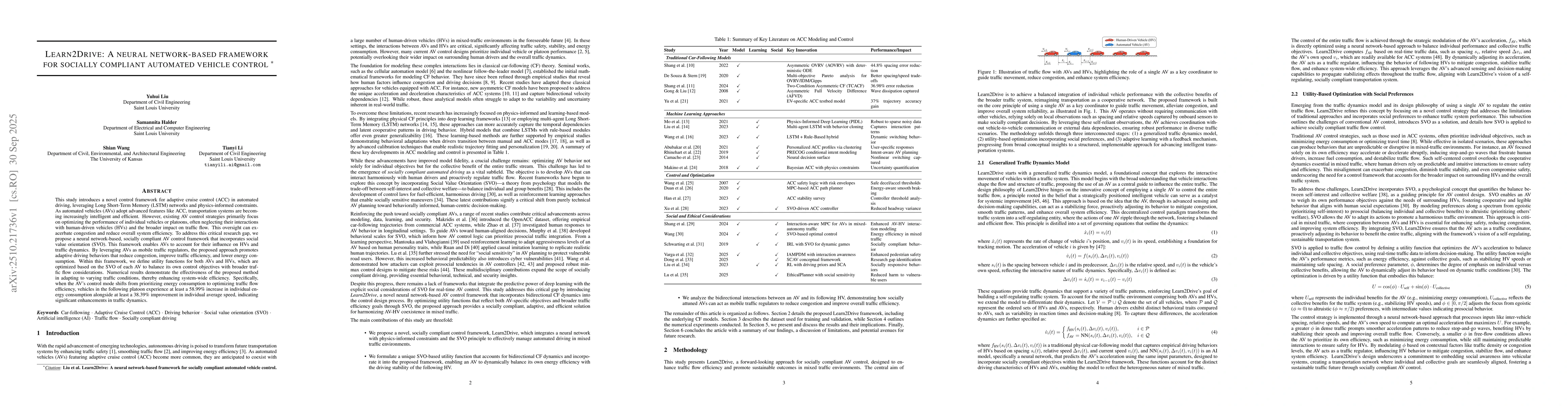 Thumbnail for Learn2Drive: A neural network-based framework for socially compliant
  automated vehicle control