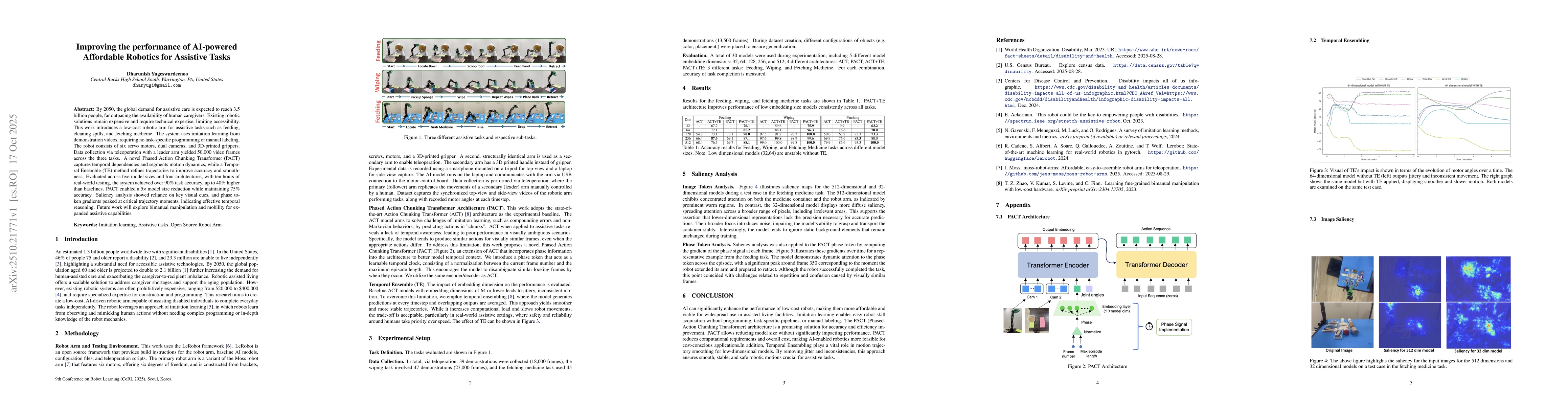 Thumbnail for Improving the performance of AI-powered Affordable Robotics for
  Assistive Tasks
