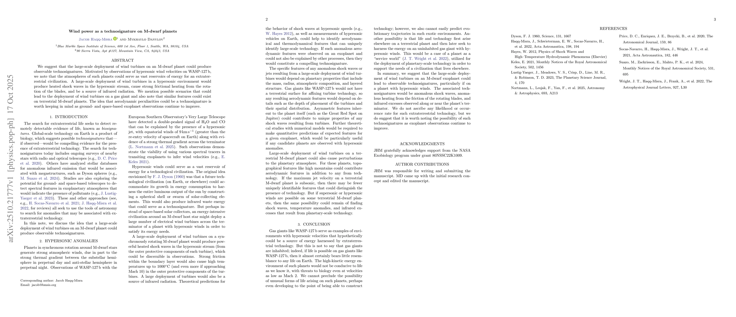 Thumbnail for Wind Power as a Technosignature on M-dwarf Planets