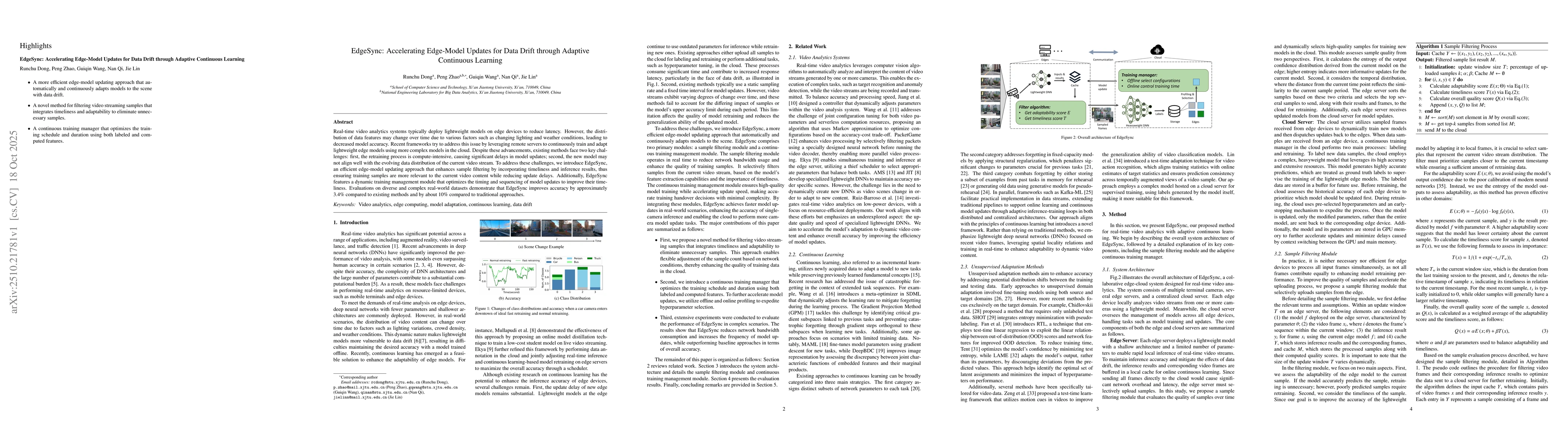 Thumbnail for EdgeSync: Accelerating Edge-Model Updates for Data Drift through
  Adaptive Continuous Learning