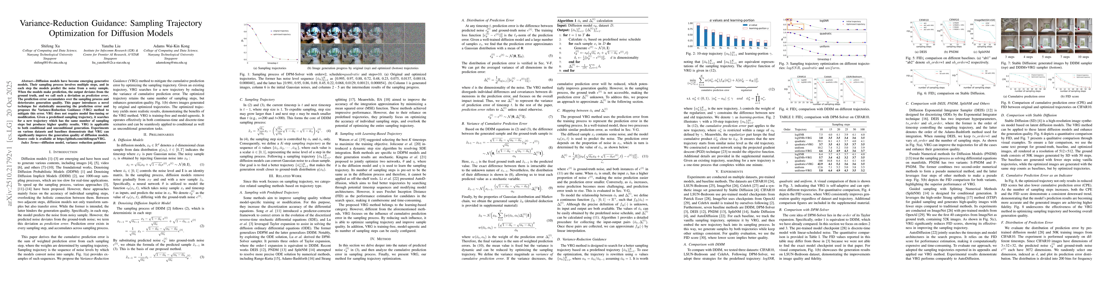 Thumbnail for Variance-Reduction Guidance: Sampling Trajectory Optimization for
  Diffusion Models