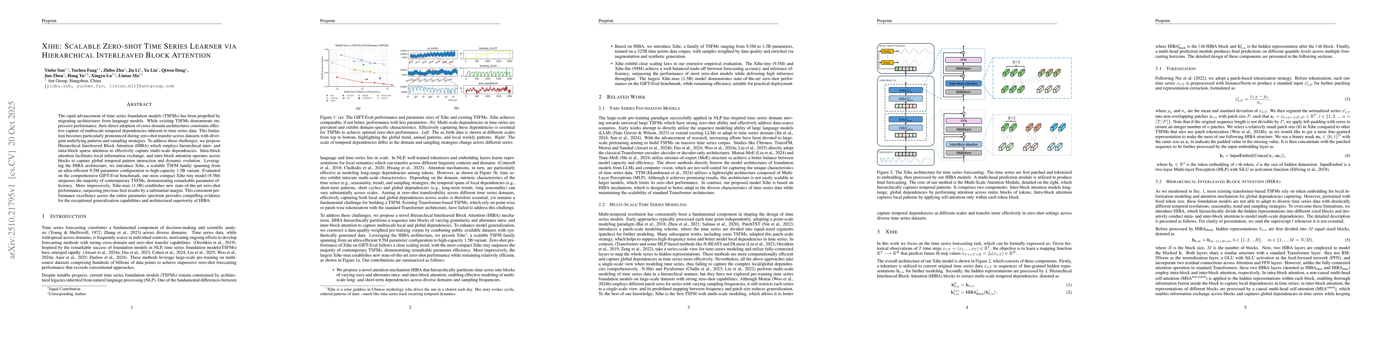 Thumbnail for Xihe: Scalable Zero-Shot Time Series Learner Via Hierarchical
  Interleaved Block Attention