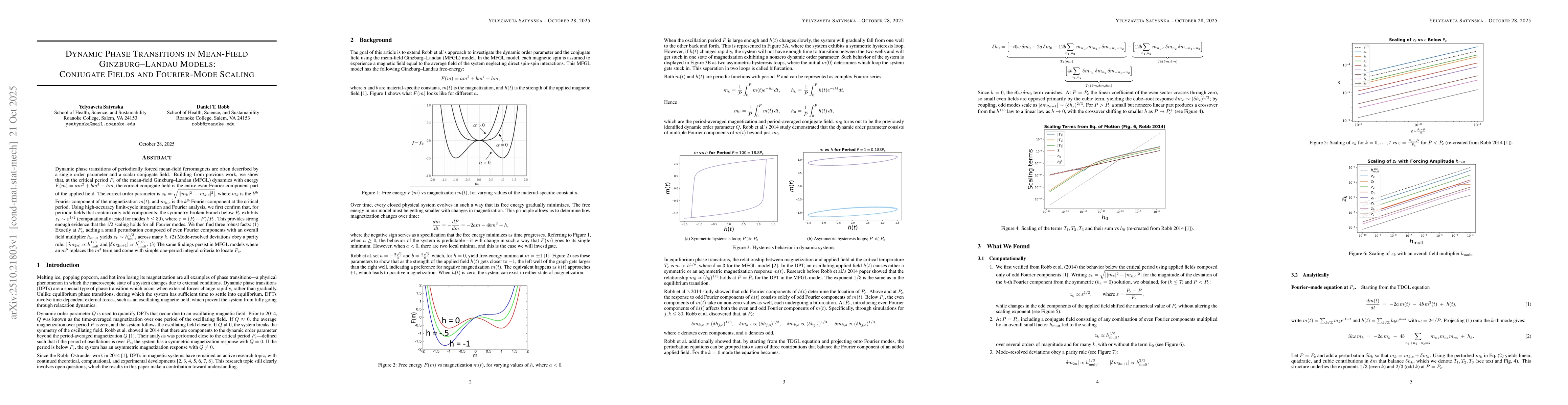 Thumbnail for Dynamic Phase Transitions in Mean-Field Ginzburg-Landau Models:
  Conjugate Fields and Fourier-Mode Scaling
