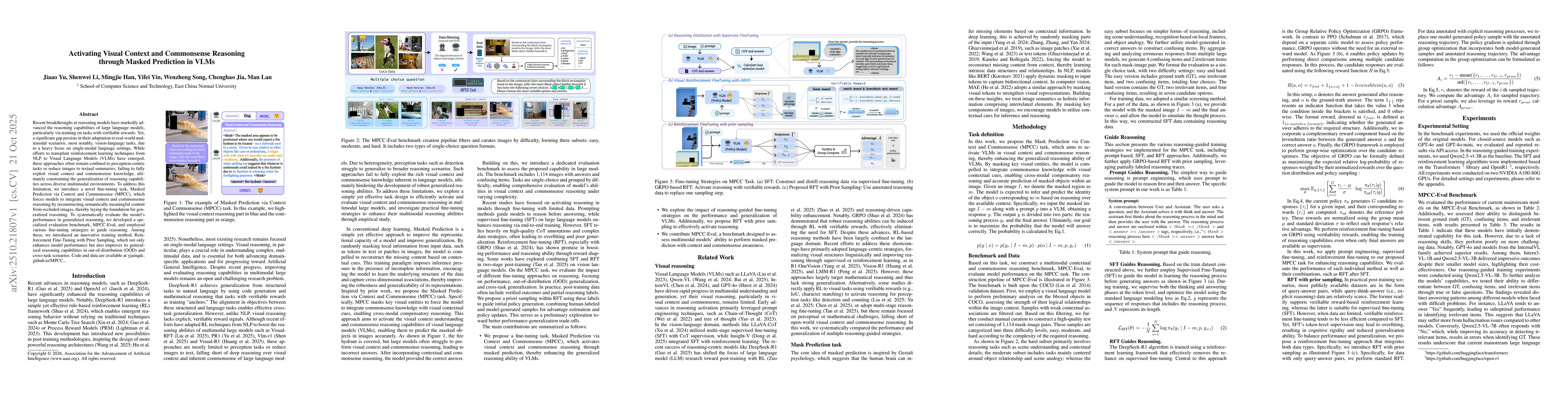 Thumbnail for Activating Visual Context and Commonsense Reasoning through Masked
  Prediction in VLMs
