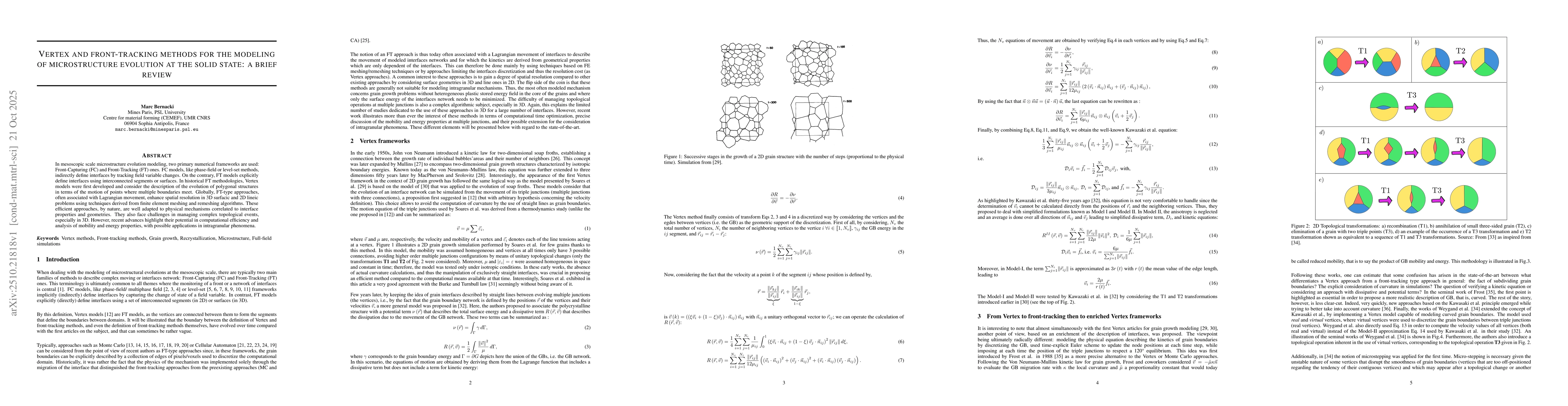 Thumbnail for Vertex and front-tracking methods for the modeling of microstructure
  evolution at the solid state: a brief review