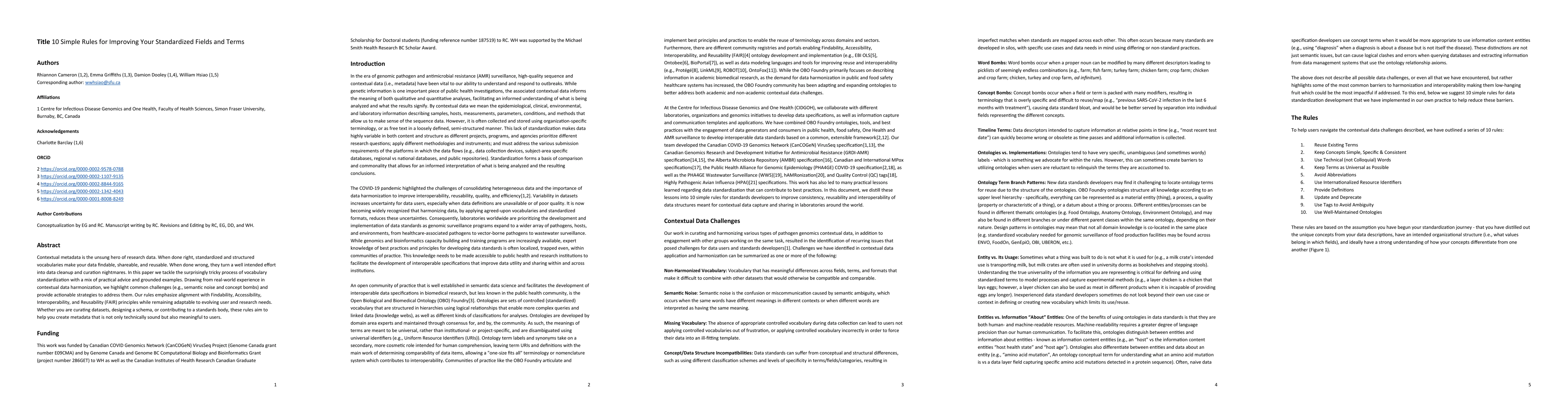 Thumbnail for 10 Simple Rules for Improving Your Standardized Fields and Terms