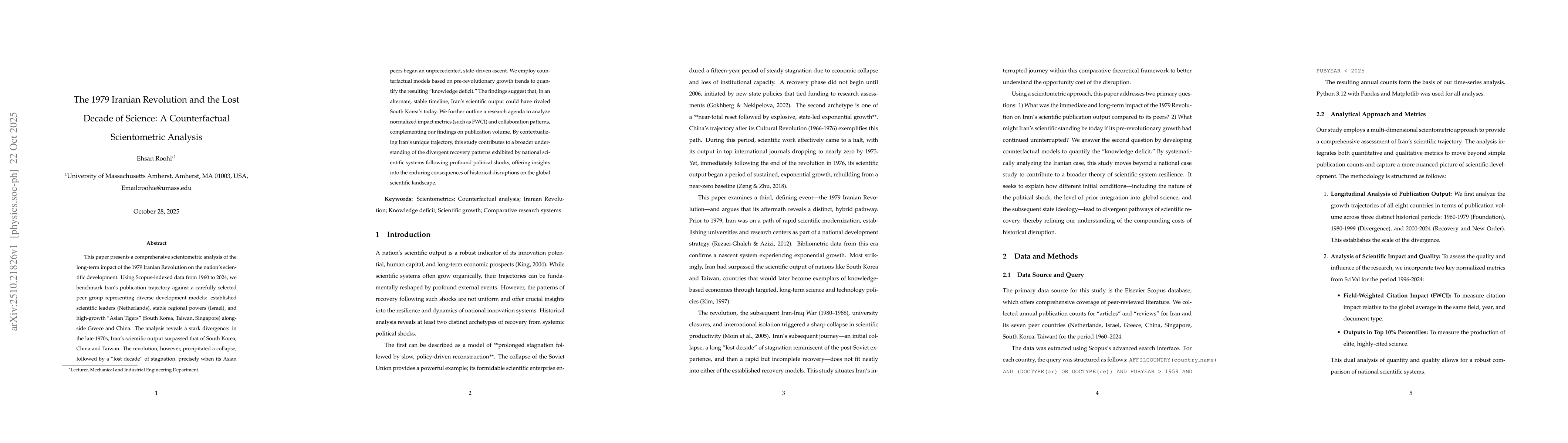Thumbnail for The 1979 Iranian Revolution and the Lost Decade of Science: A
  Counterfactual Scientometric Analysis