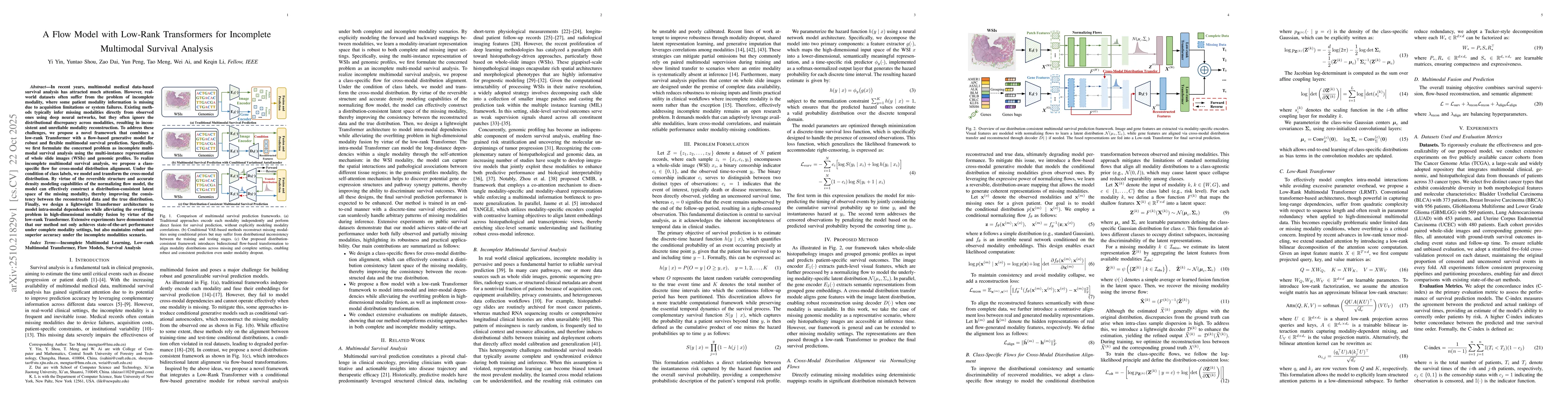 Thumbnail for A Flow Model with Low-Rank Transformers for Incomplete Multimodal
  Survival Analysis