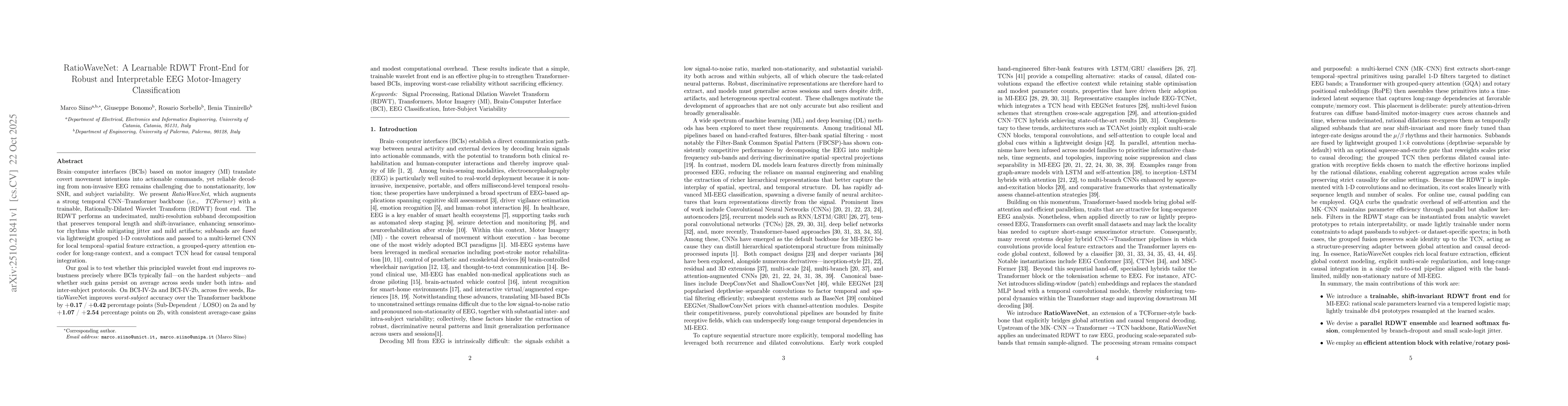 Thumbnail for RatioWaveNet: A Learnable RDWT Front-End for Robust and Interpretable
  EEG Motor-Imagery Classification