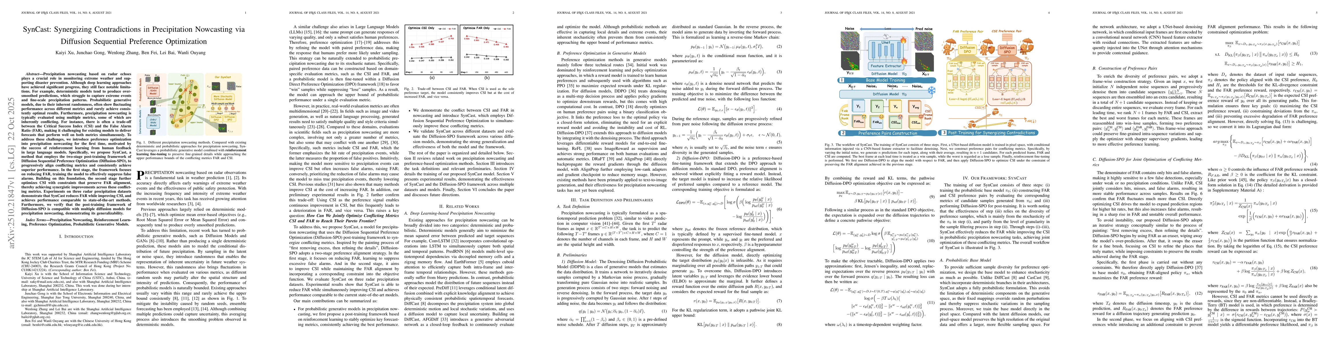 Thumbnail for SynCast: Synergizing Contradictions in Precipitation Nowcasting via
  Diffusion Sequential Preference Optimization