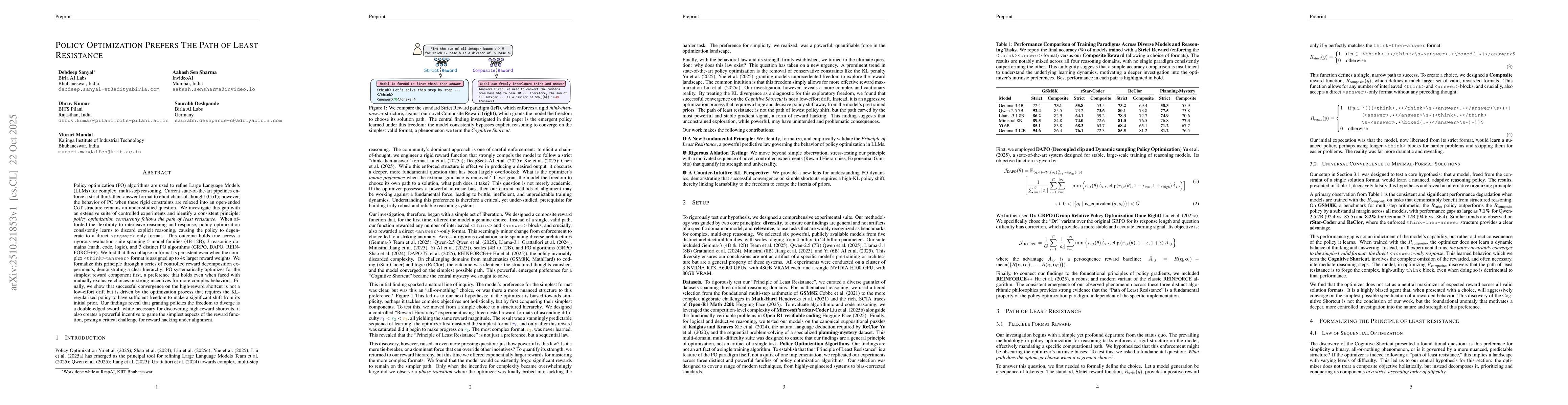 Thumbnail for Policy Optimization Prefers The Path of Least Resistance