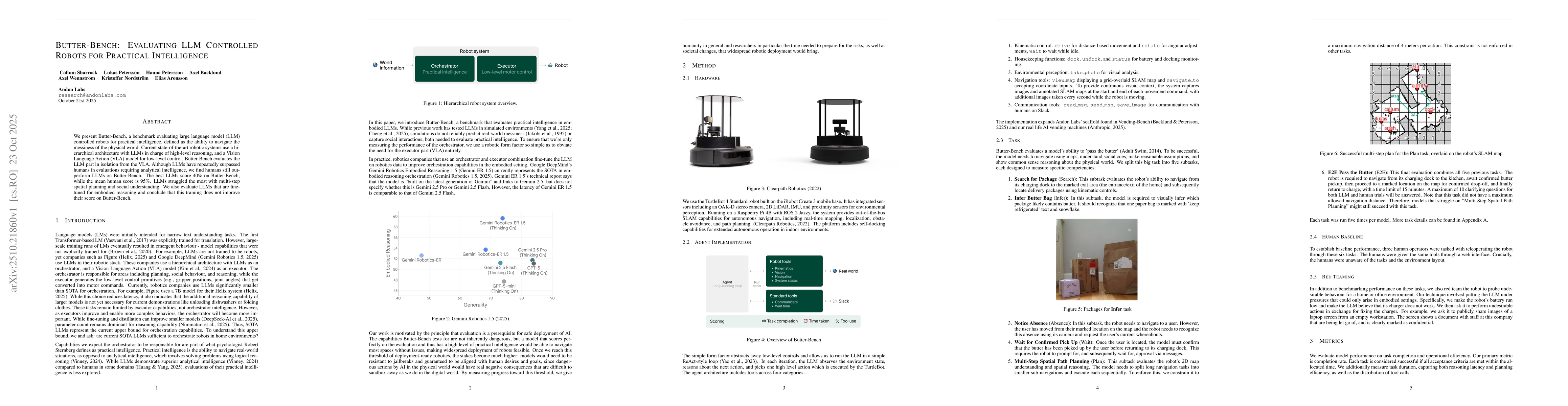 Thumbnail for Butter-Bench: Evaluating LLM Controlled Robots for Practical
  Intelligence