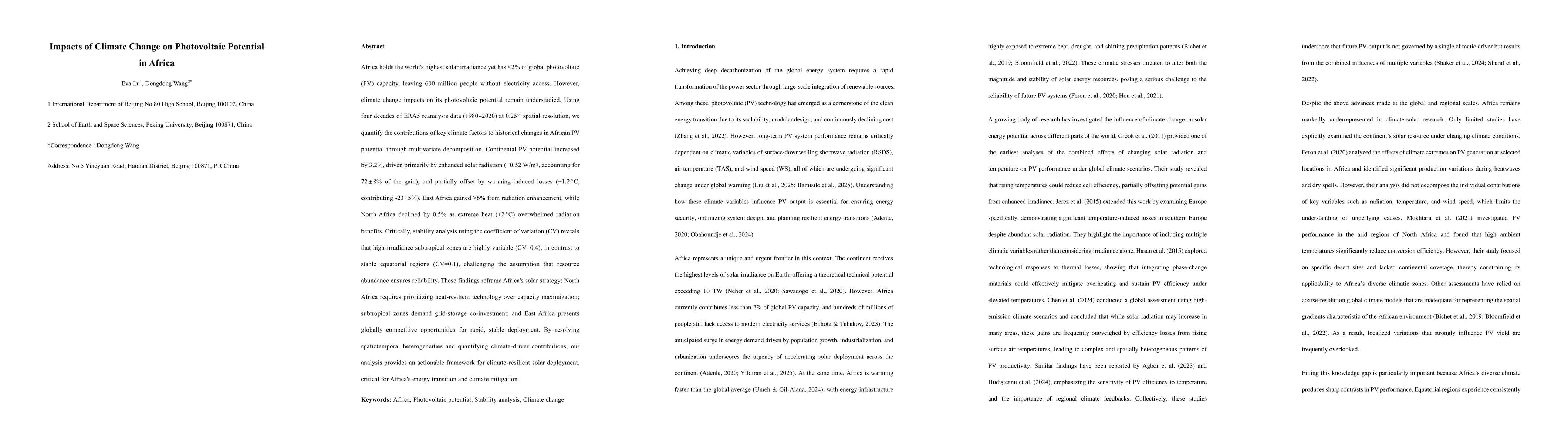 Thumbnail for Impacts of Climate Change on Photovoltaic Potential in Africa