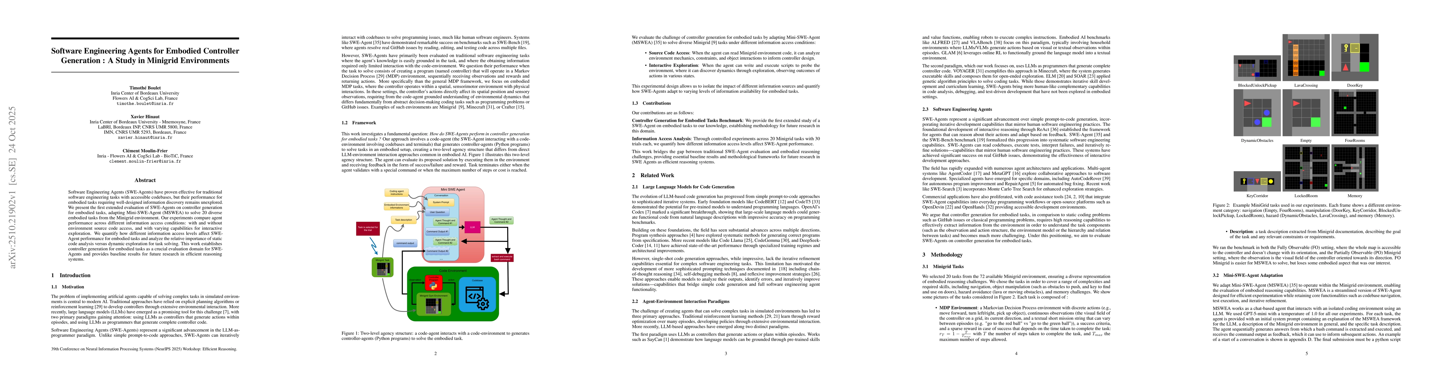 Thumbnail for Software Engineering Agents for Embodied Controller Generation : A Study
  in Minigrid Environments