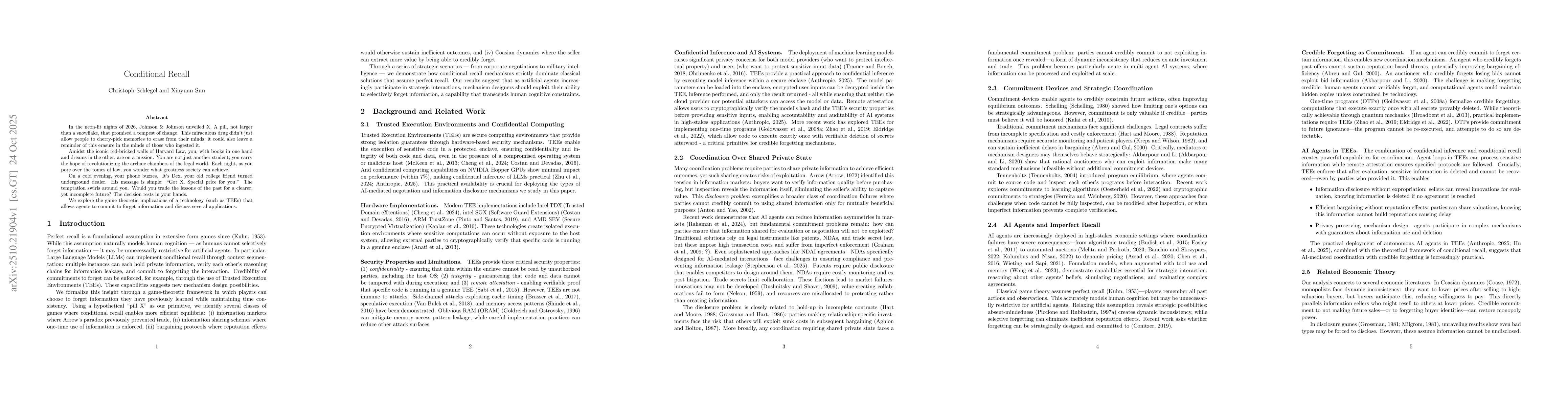 Thumbnail for Conditional Recall