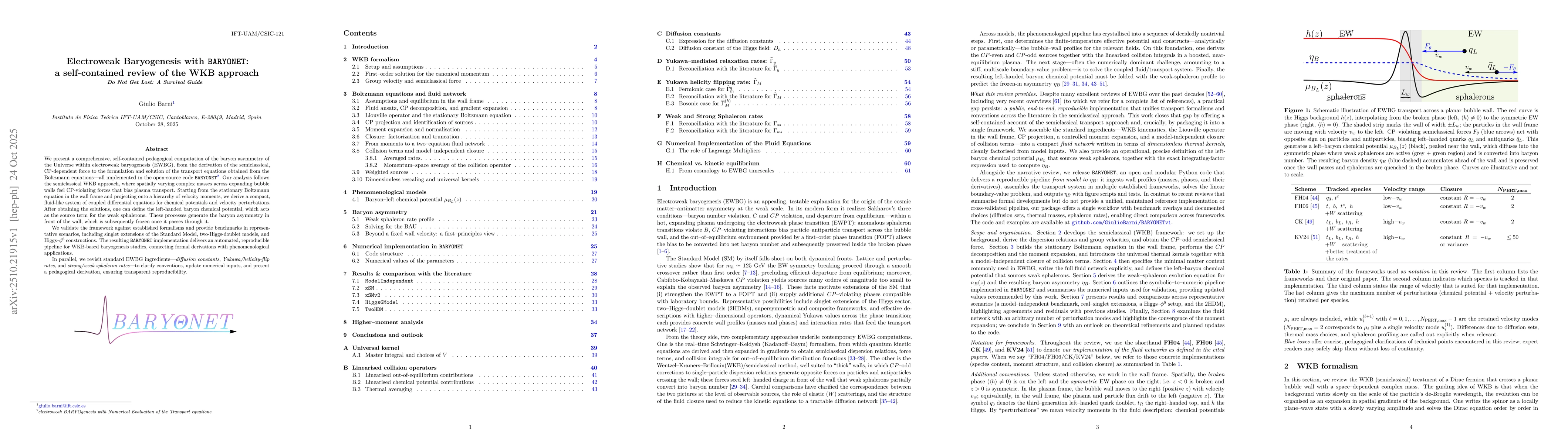 Thumbnail for Electroweak Baryogenesis with \texttt{BARYONET}: a self-contained review
  of the WKB approach