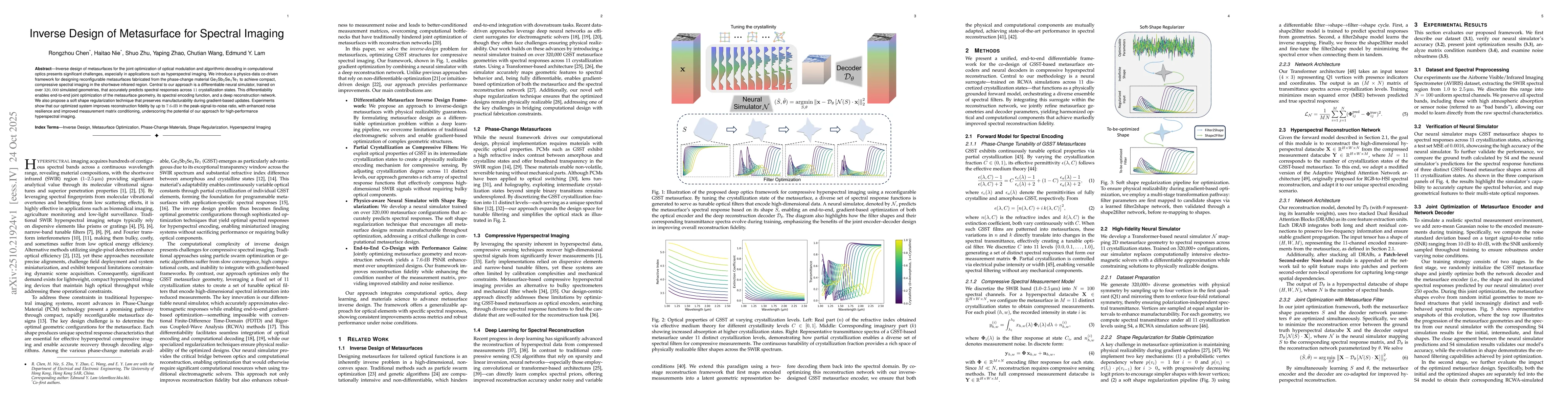 Thumbnail for Inverse Design of Metasurface for Spectral Imaging
