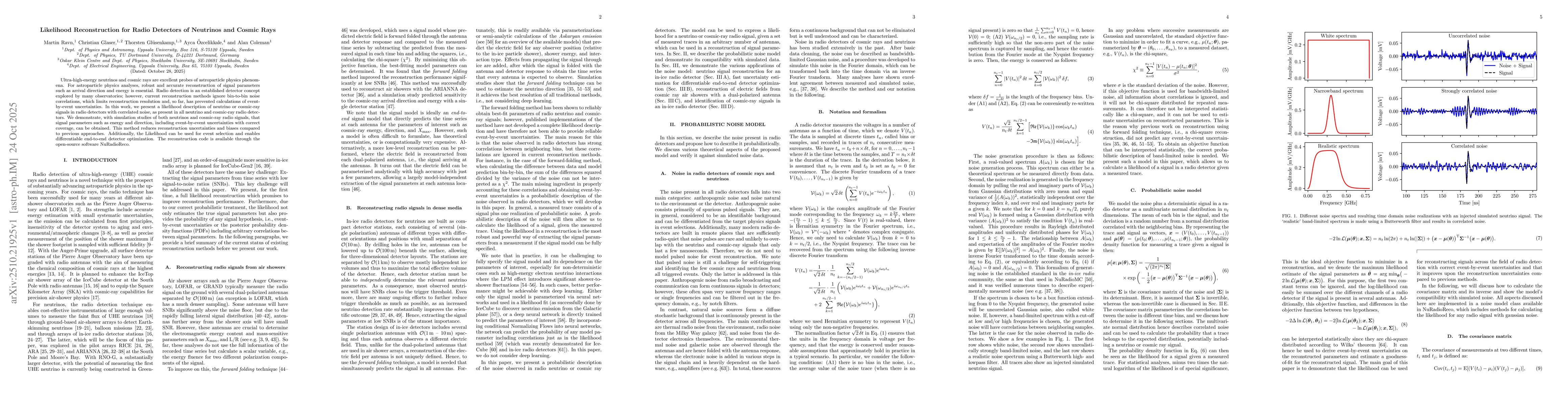 Thumbnail for Likelihood Reconstruction for Radio Detectors of Neutrinos and Cosmic
  Rays