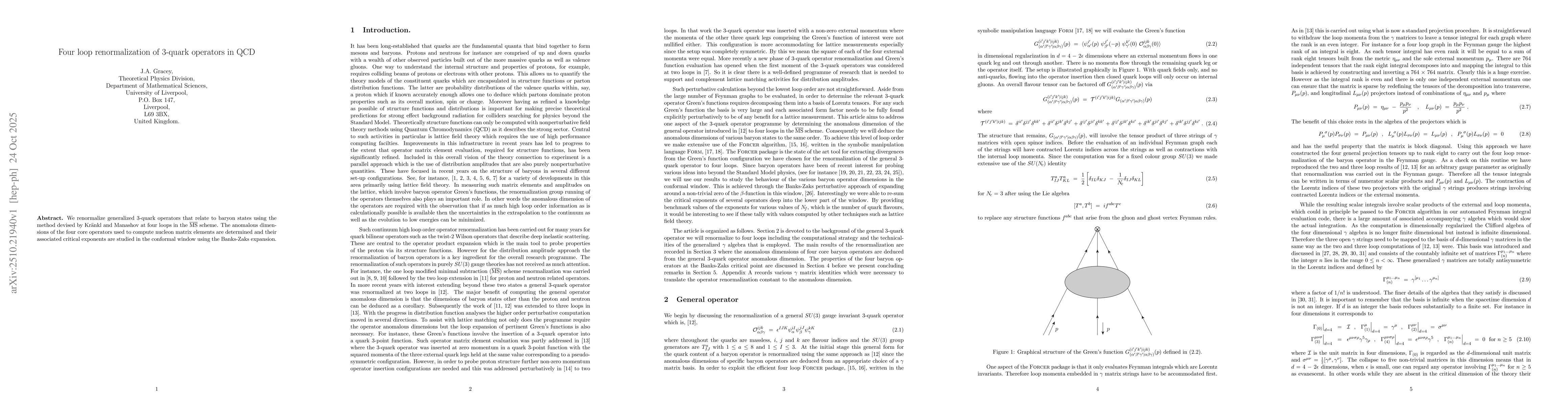Thumbnail for Four loop renormalization of 3-quark operators in QCD