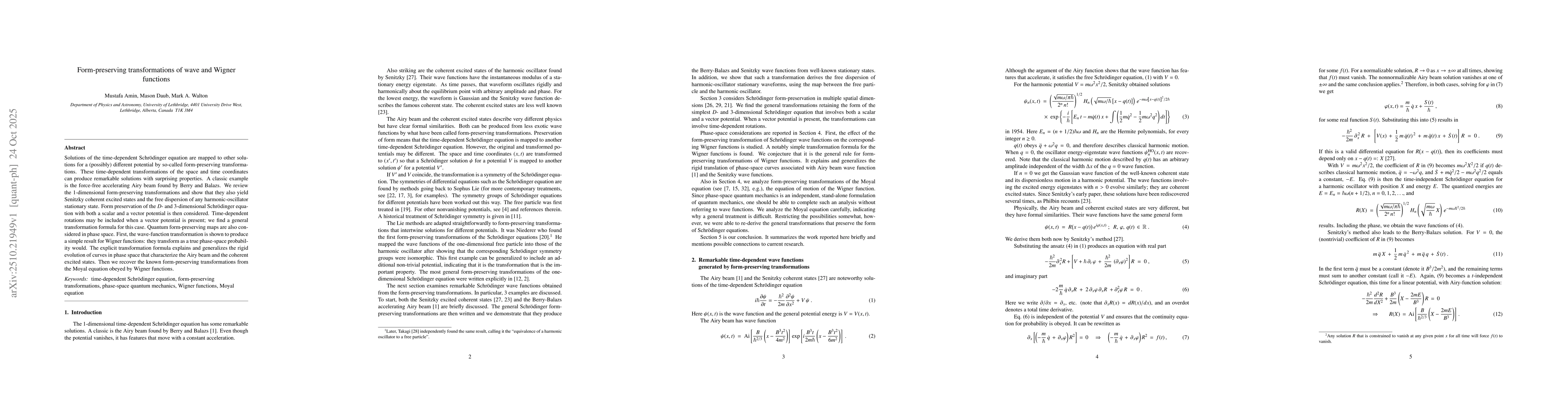 Thumbnail for Form-preserving transformations of wave and Wigner functions