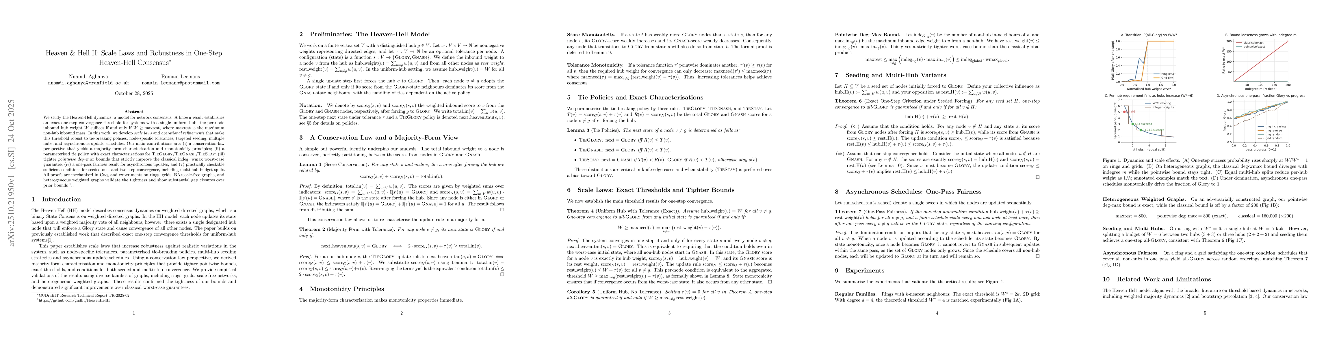 Thumbnail for Heaven & Hell II: Scale Laws and Robustness in One-Step Heaven-Hell
  Consensus