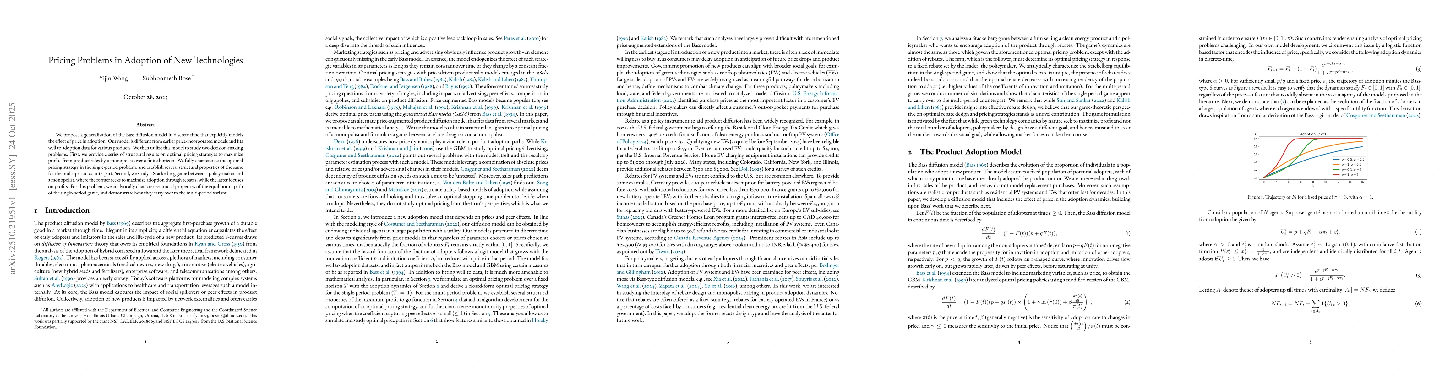 Thumbnail for Pricing Problems in Adoption of New Technologies