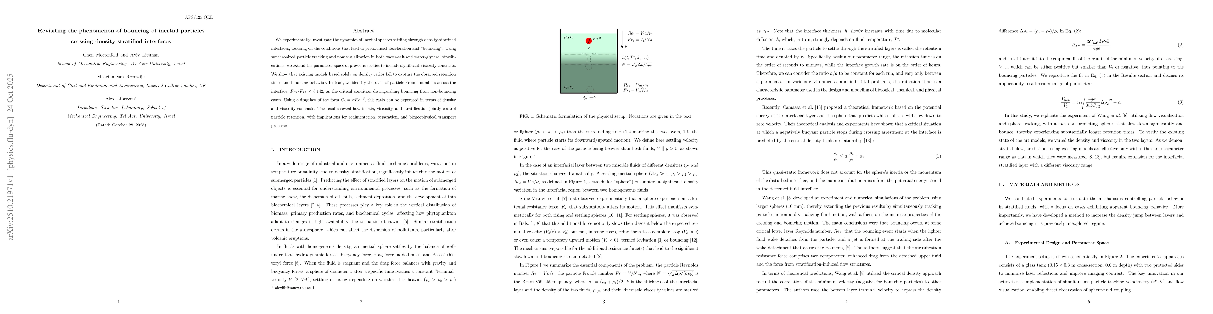 Thumbnail for Revisiting the phenomenon of bouncing of inertial particles crossing
  density stratified interfaces