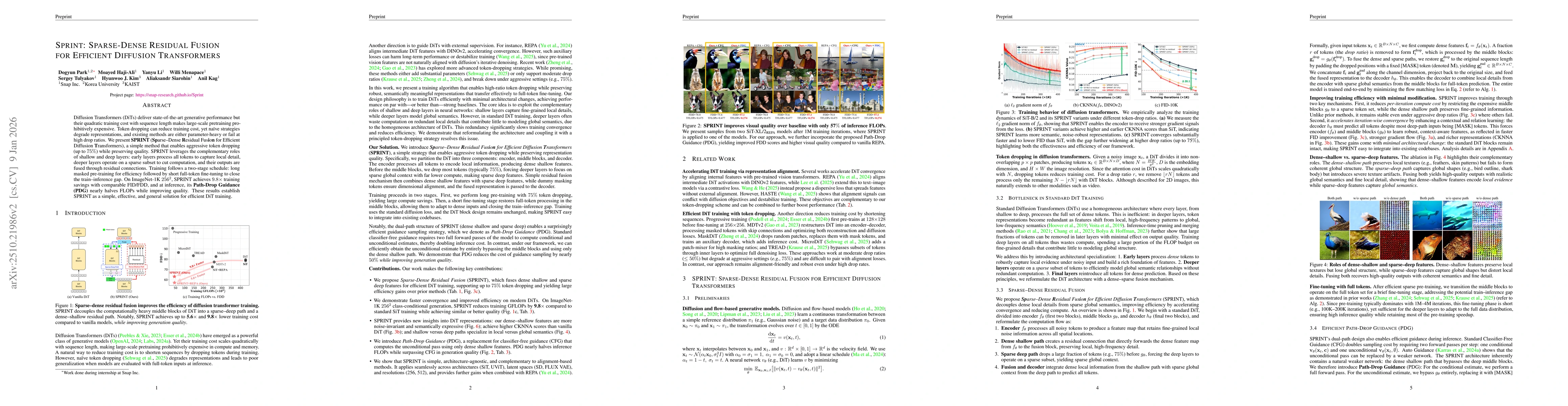 Thumbnail for Sprint: Sparse-Dense Residual Fusion for Efficient Diffusion Transformers