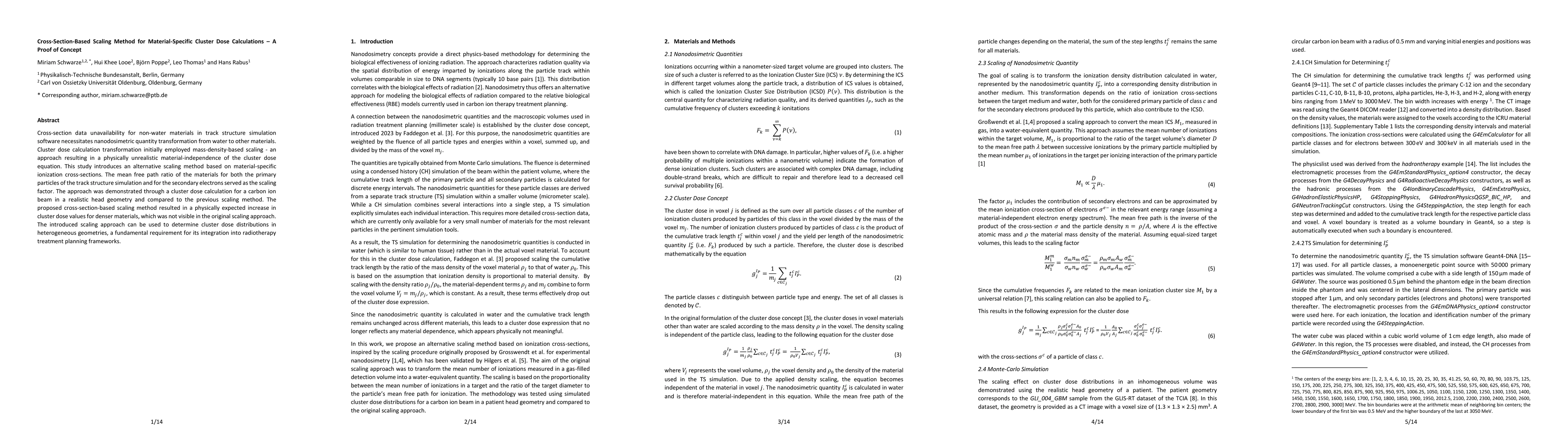 Thumbnail for Cross-Section-Based Scaling Method for Material-Specific Cluster Dose
  Calculations -- A Proof of Concept