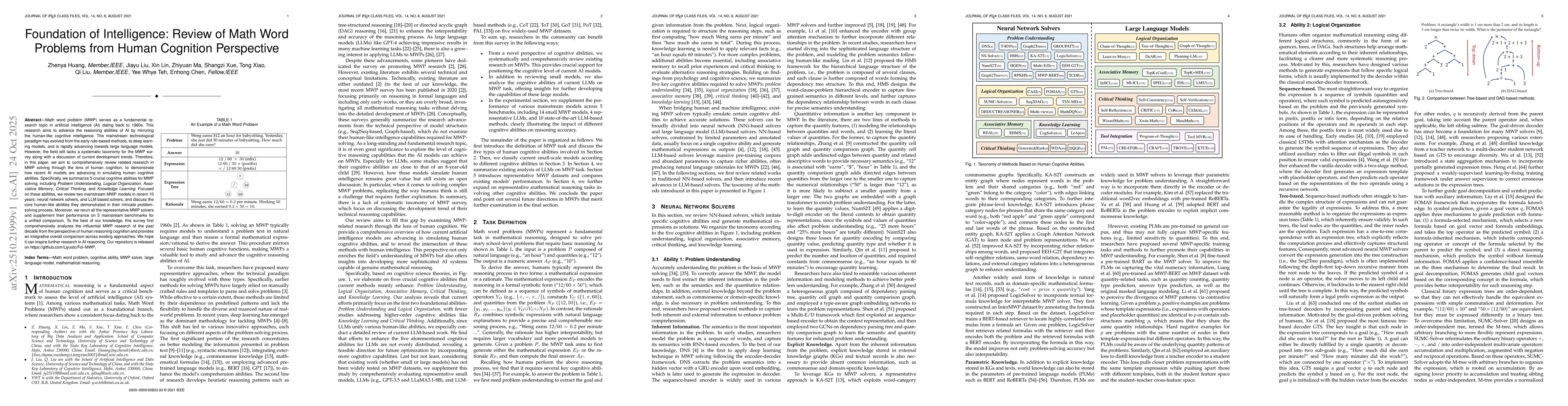 Thumbnail for Foundation of Intelligence: Review of Math Word Problems from Human
  Cognition Perspective