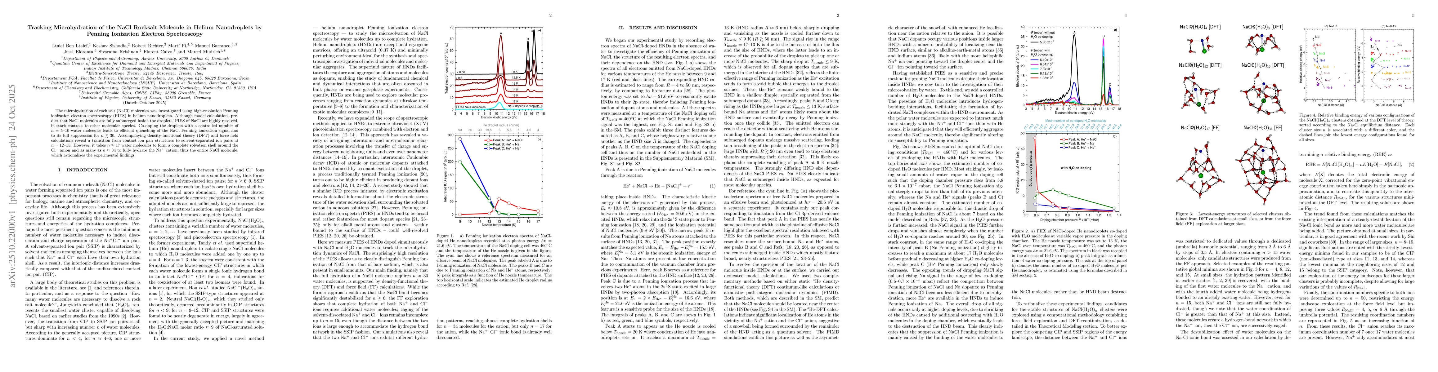 Thumbnail for Tracking Microhydration of the NaCl Rocksalt Molecule in Helium
  Nanodroplets by Penning Ionization Electron Spectroscopy