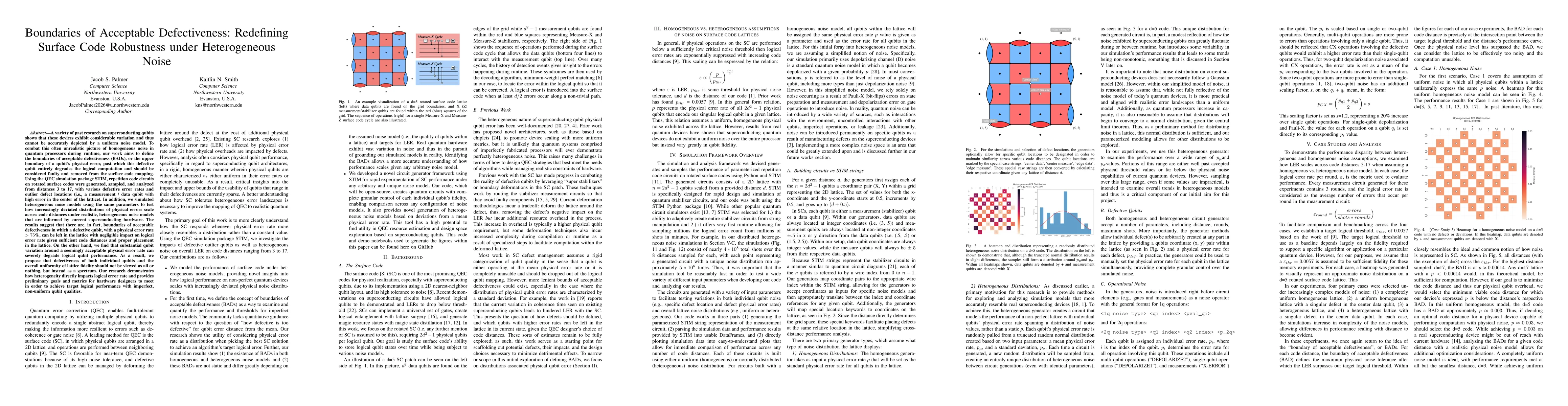 Thumbnail for Boundaries of Acceptable Defectiveness: Redefining Surface Code
  Robustness under Heterogeneous Noise
