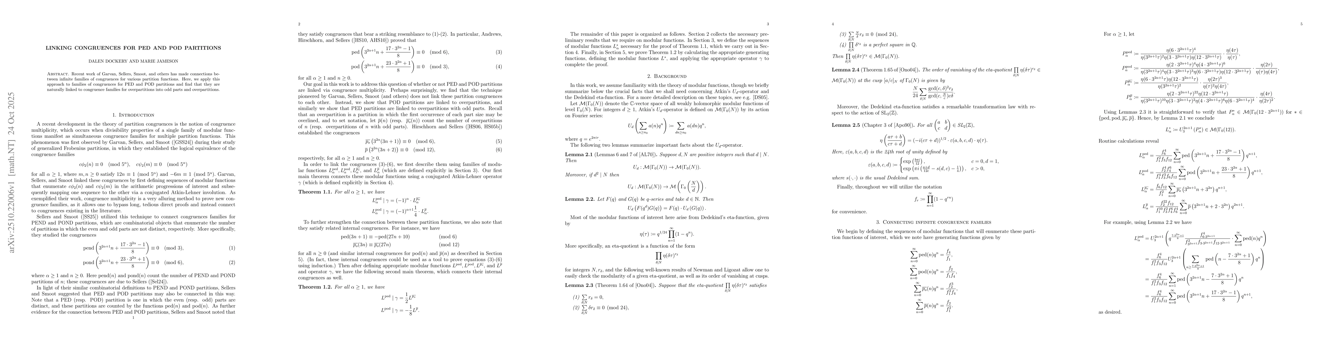 Thumbnail for Linking Congruences for PED and POD partitions