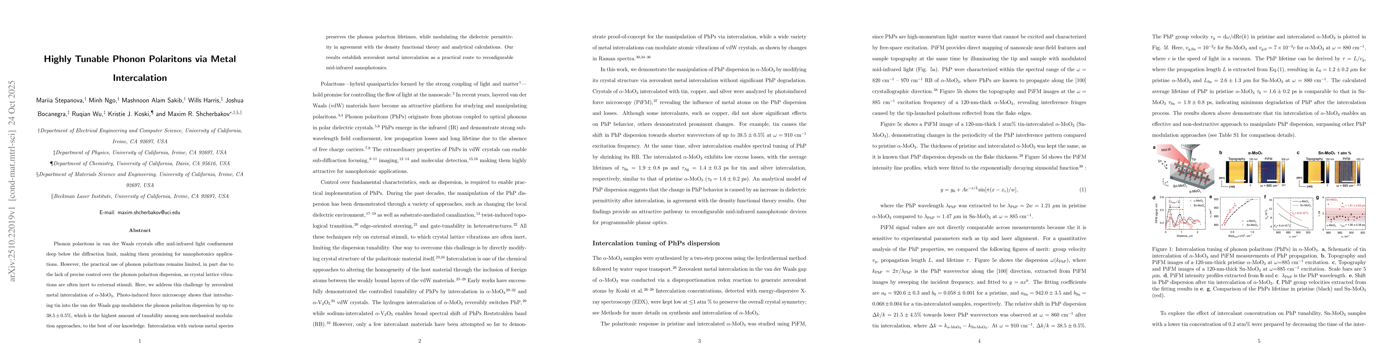 Thumbnail for Highly Tunable Phonon Polaritons via Metal Intercalation