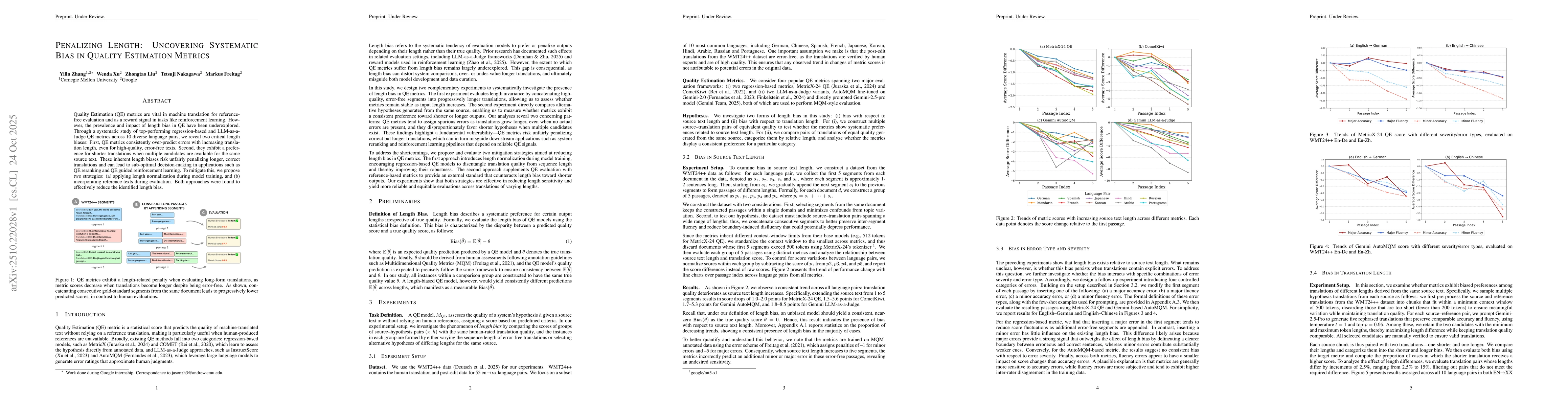 Thumbnail for Penalizing Length: Uncovering Systematic Bias in Quality Estimation
  Metrics