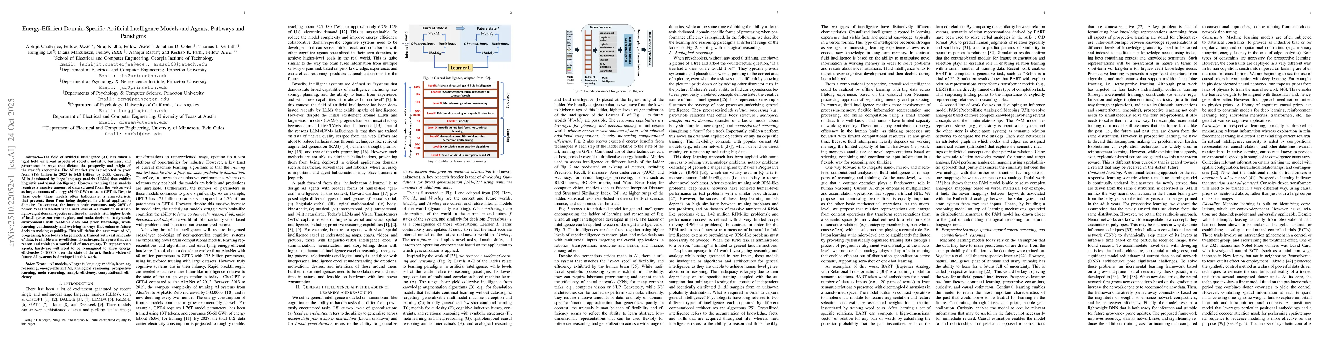 Thumbnail for Energy-Efficient Domain-Specific Artificial Intelligence Models and
  Agents: Pathways and Paradigms