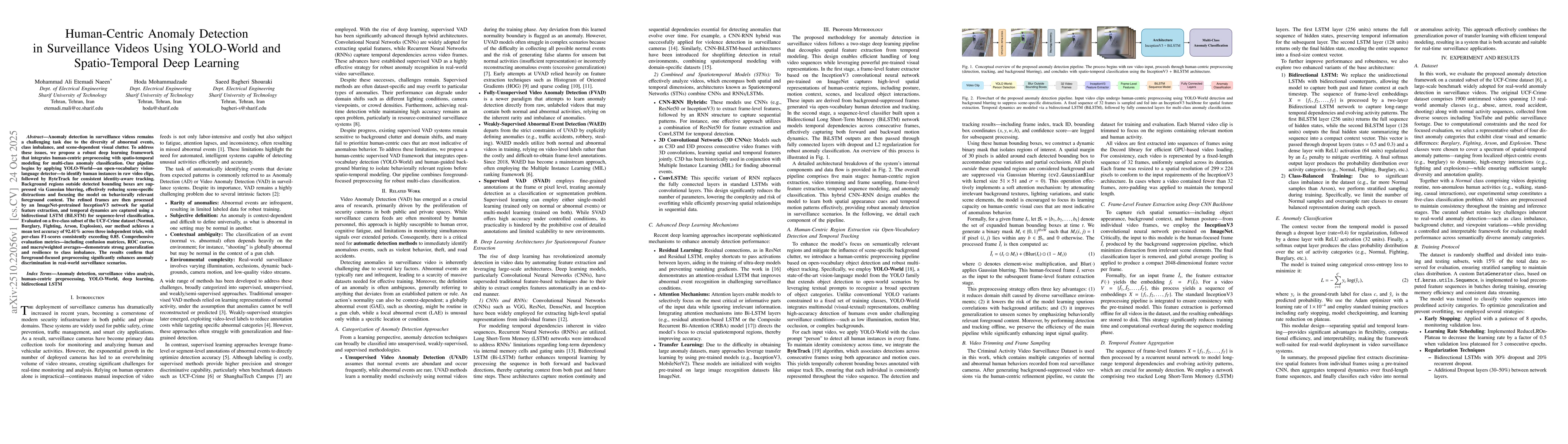 Thumbnail for Human-Centric Anomaly Detection in Surveillance Videos Using YOLO-World
  and Spatio-Temporal Deep Learning