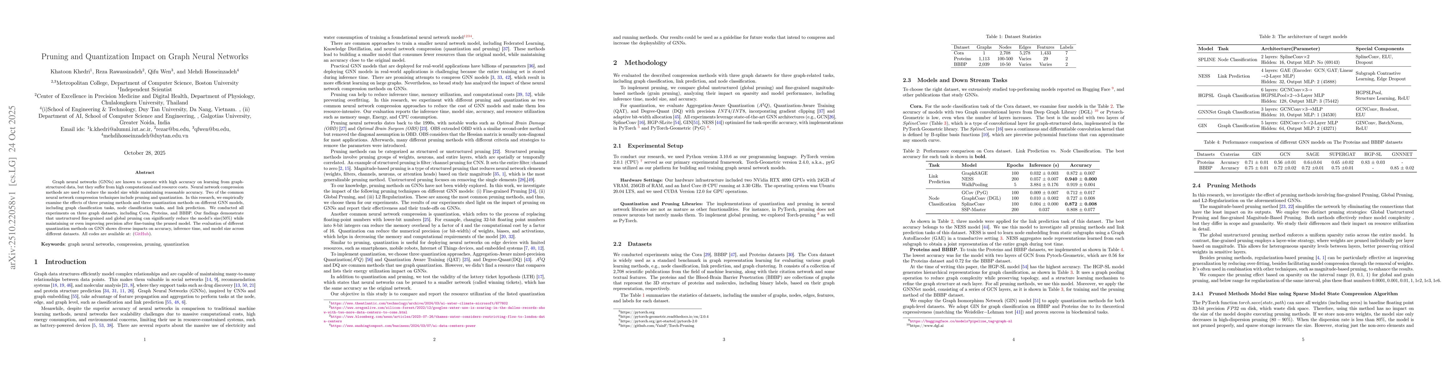 Thumbnail for Pruning and Quantization Impact on Graph Neural Networks