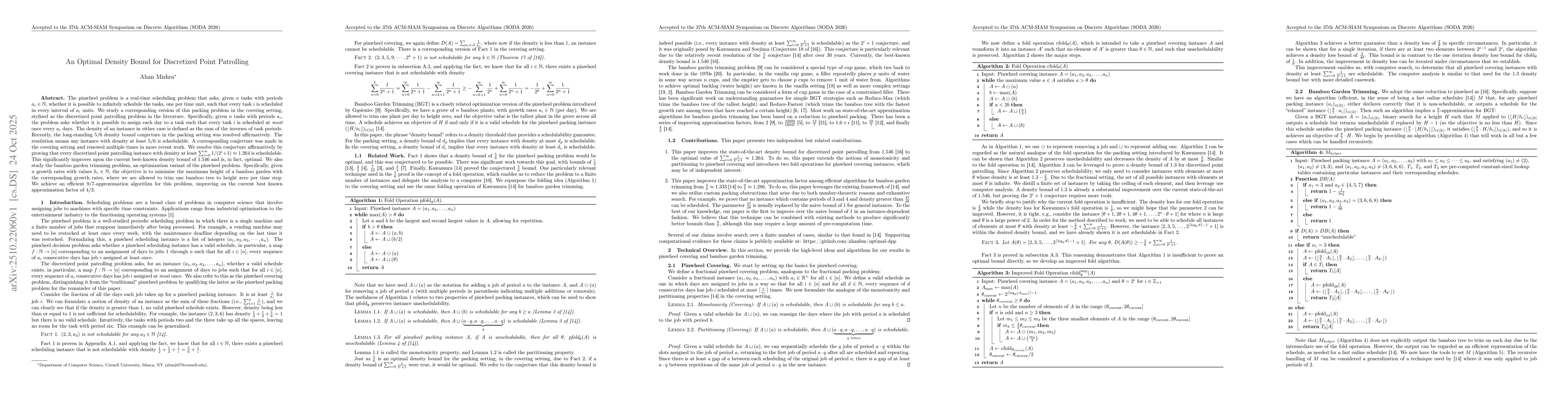 Thumbnail for An Optimal Density Bound for Discretized Point Patrolling