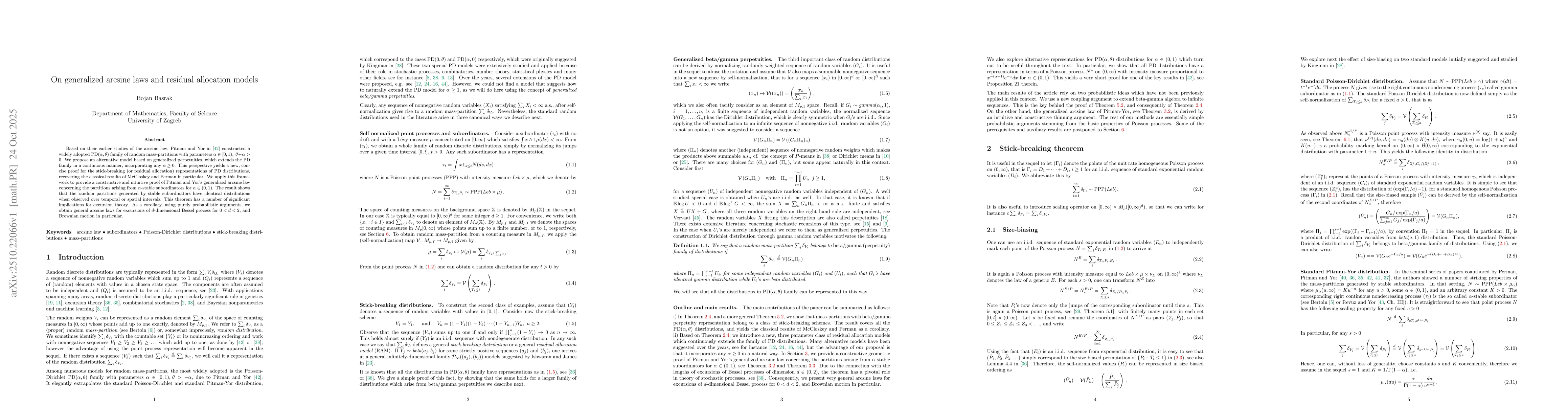 Thumbnail for On generalized arcsine laws and residual allocation models