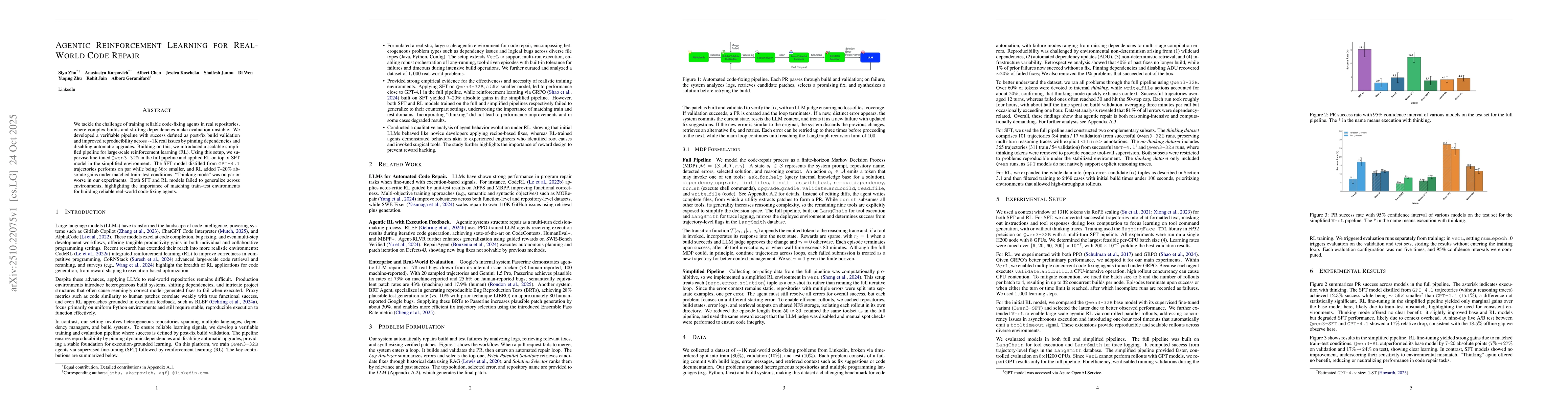 Thumbnail for Agentic Reinforcement Learning for Real-World Code Repair